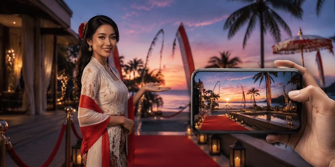 Ilustrasi promo bonus dengan latar pemandangan pantai