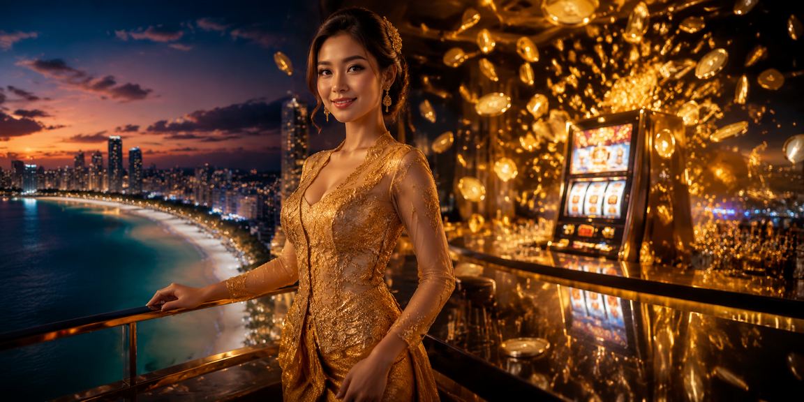 Visual permainan slot di pantai dengan suasana santai